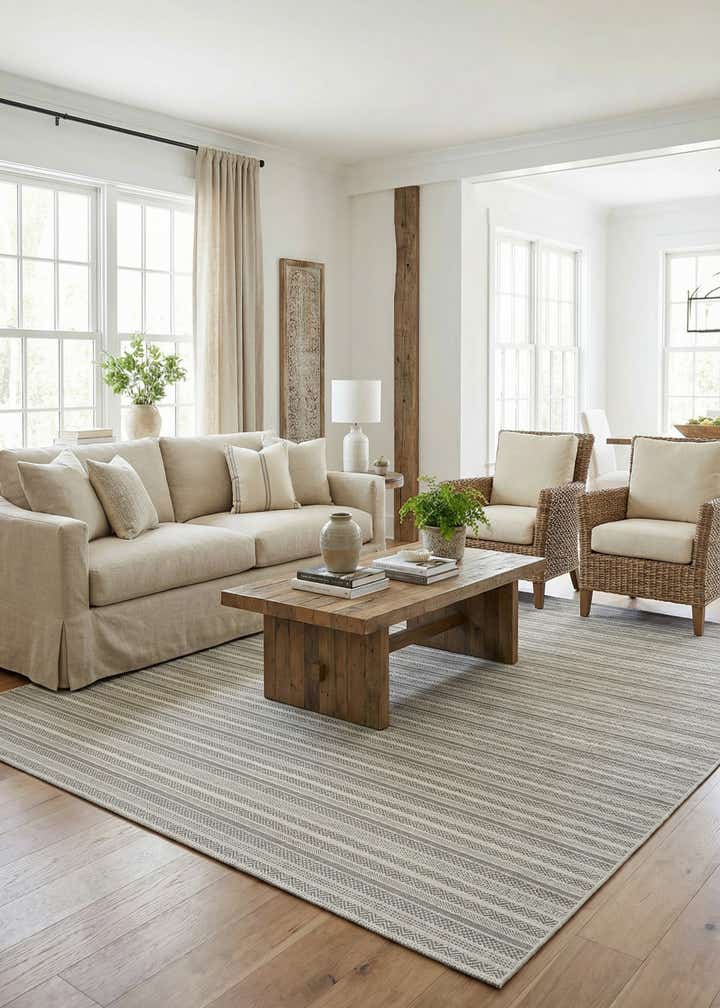 10' x 13' Easy-Clean Striped Indoor / Outdoor Rug