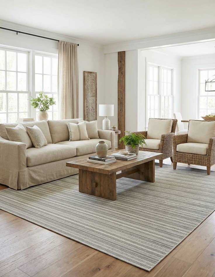 Detail image of 10' x 13' Easy-Clean Striped Indoor / Outdoor Rug
