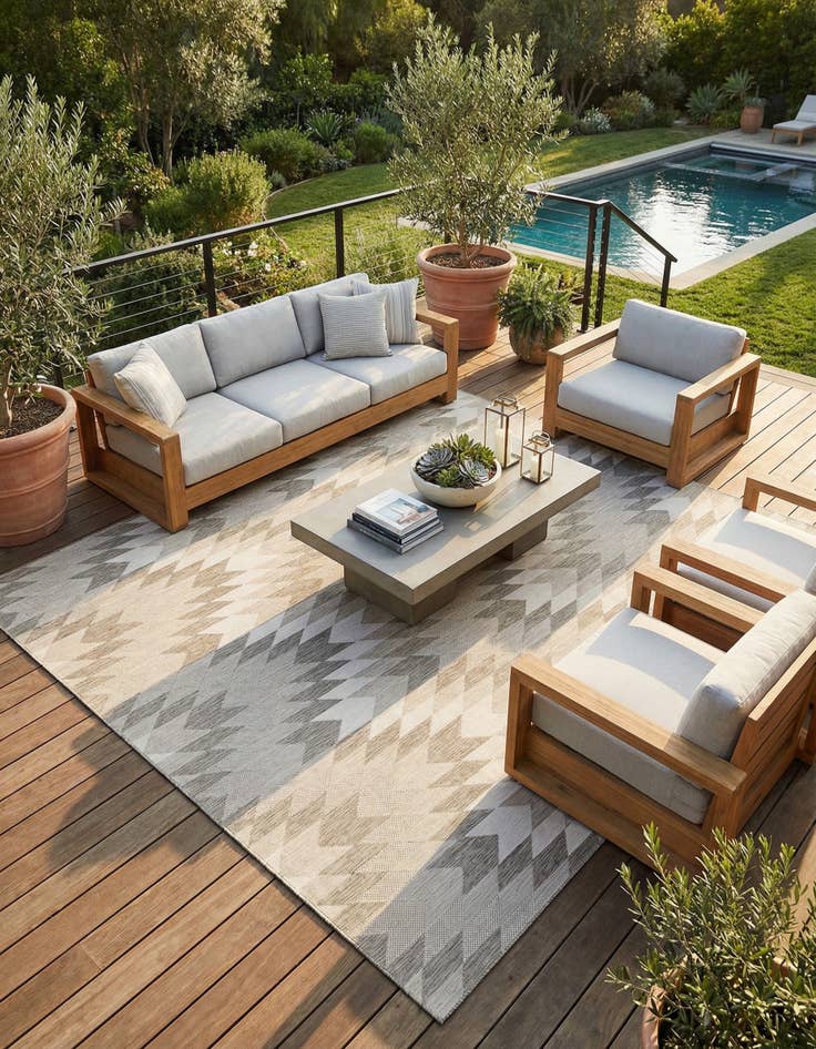 Detail image of 13' x 13'  Washable Modern Indoor / Outdoor Square Rug