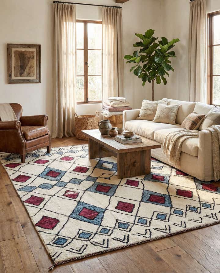 9' x 11' 10 Hand Knotted Moroccan Wool Rug