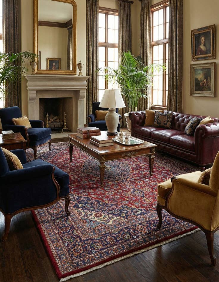 Detail image of 9' 7 x 13'  Hand Knotted Mashad Persian Wool Rug