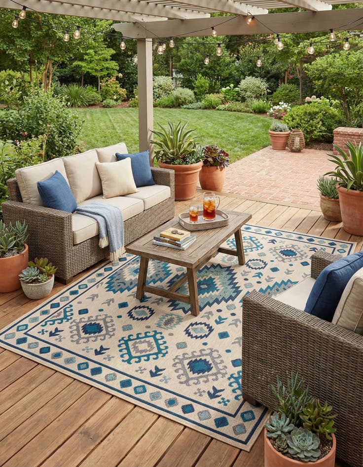 Detail image of 7' 10 x 10'  Washable Baja Indoor / Outdoor Rug