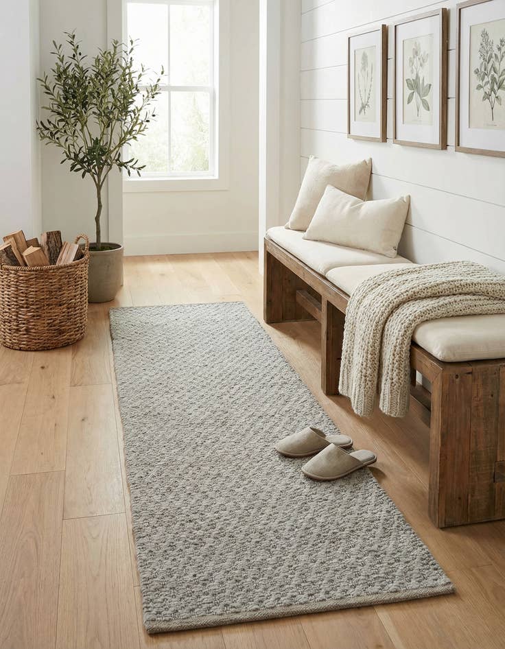 Detail image of  2' x 8'  Hand Woven Lattice Wool Runner Rug