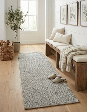 2' x 8' Hand Woven Lattice Wool Runner Rug