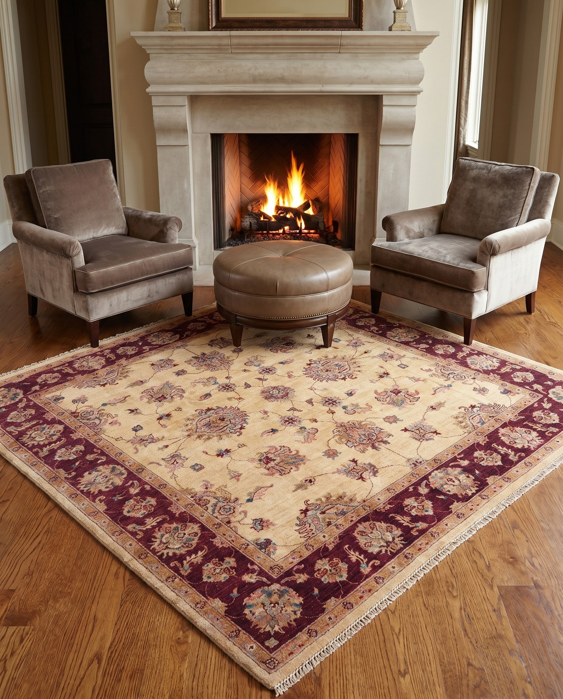 6' 8 x 6' 9 Hand Knotted Ziegler Square Rug