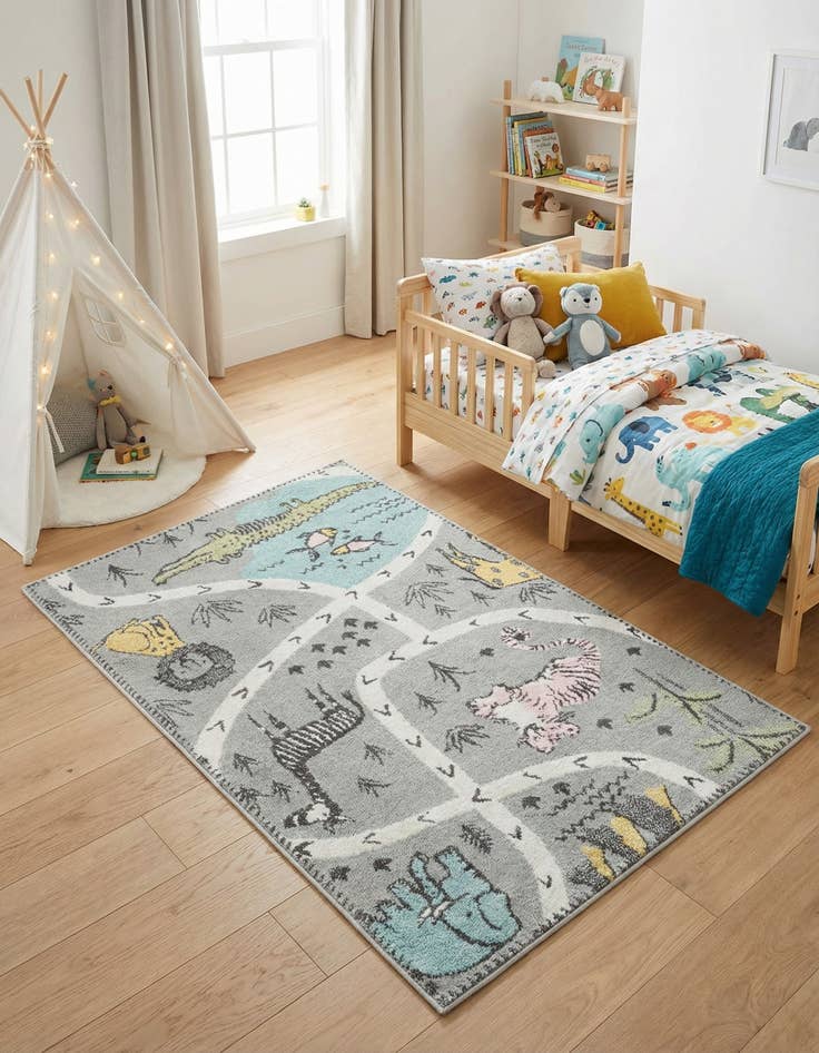 Detail image of 3' 3 x 5' 3 Animals Whimsy Kids Rug