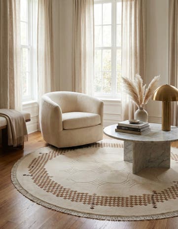6' 4 x 6' 4 Hand Knotted Darya Wool Round Rug