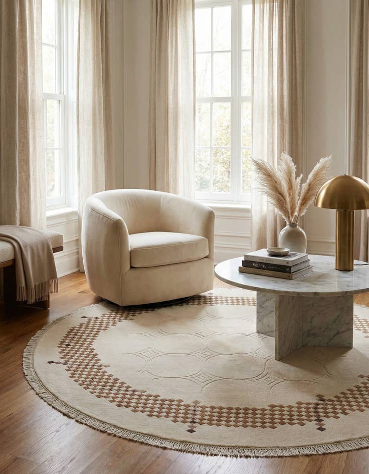 Detail image of 6' 4 x 6' 4  Hand Knotted Darya Wool Round Rug