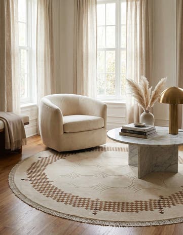 6' 4 x 6' 4 Hand Knotted Darya Wool Round Rug