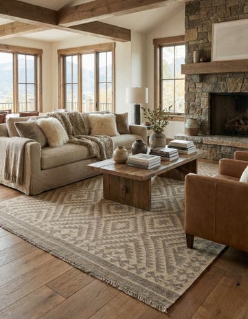 6' 8 x 9' 8 Hand Woven Kilim Maymana Wool Rug