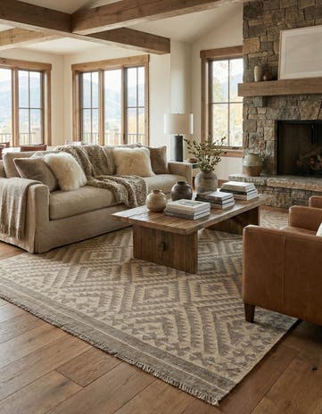 6' 8 x 9' 8 Hand Woven Kilim Maymana Wool Rug