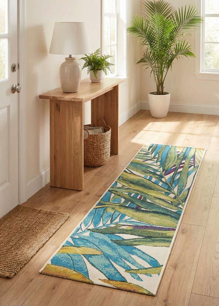 2' x 6' Easy-Clean Botanical Indoor / Outdoor Runner Rug