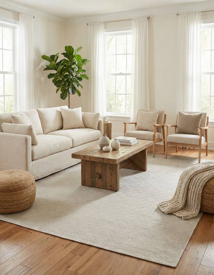 Detail image of  9' x 12'  Hand Woven Geo Trellis Flatweave Rug