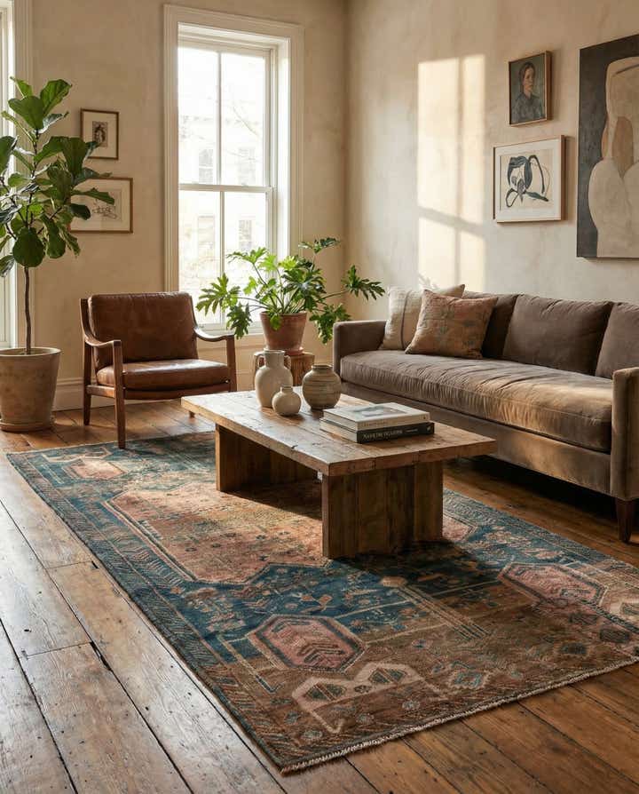 3' 8 x 8' 8 Hand Knotted Ultra Vintage Persian Wool Runner Rug