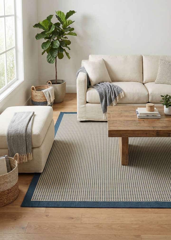 6' x 9' Easy-Clean Border Indoor / Outdoor Rug