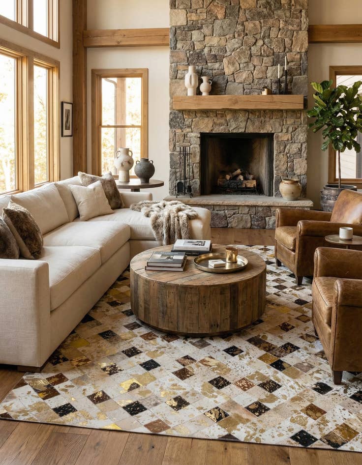 Detail image of  5' 1 x 7' 9 Cowhide - Patchwork Rug