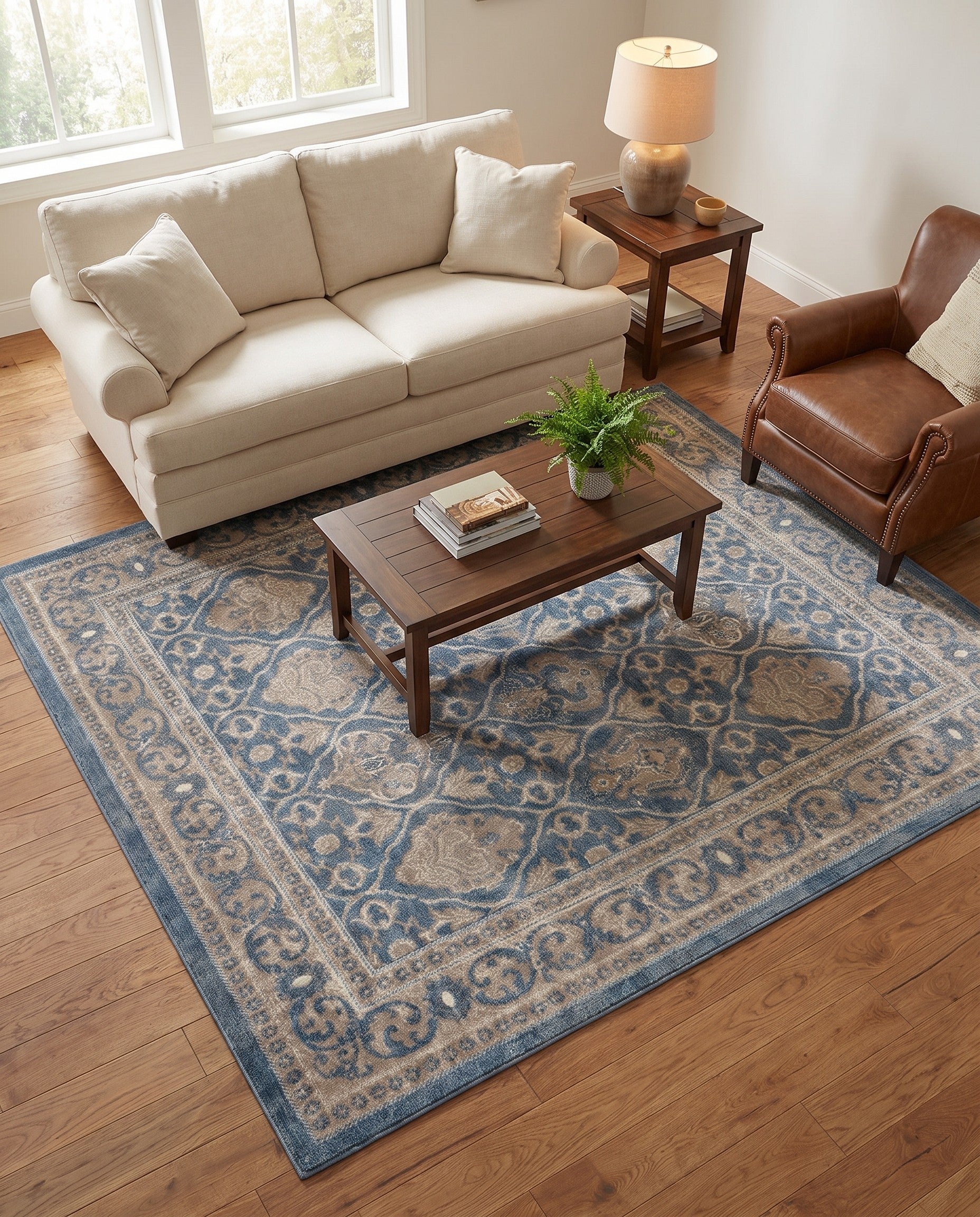 Light Blue Viola Square Rug