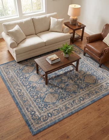 Light Blue Viola Square Rug