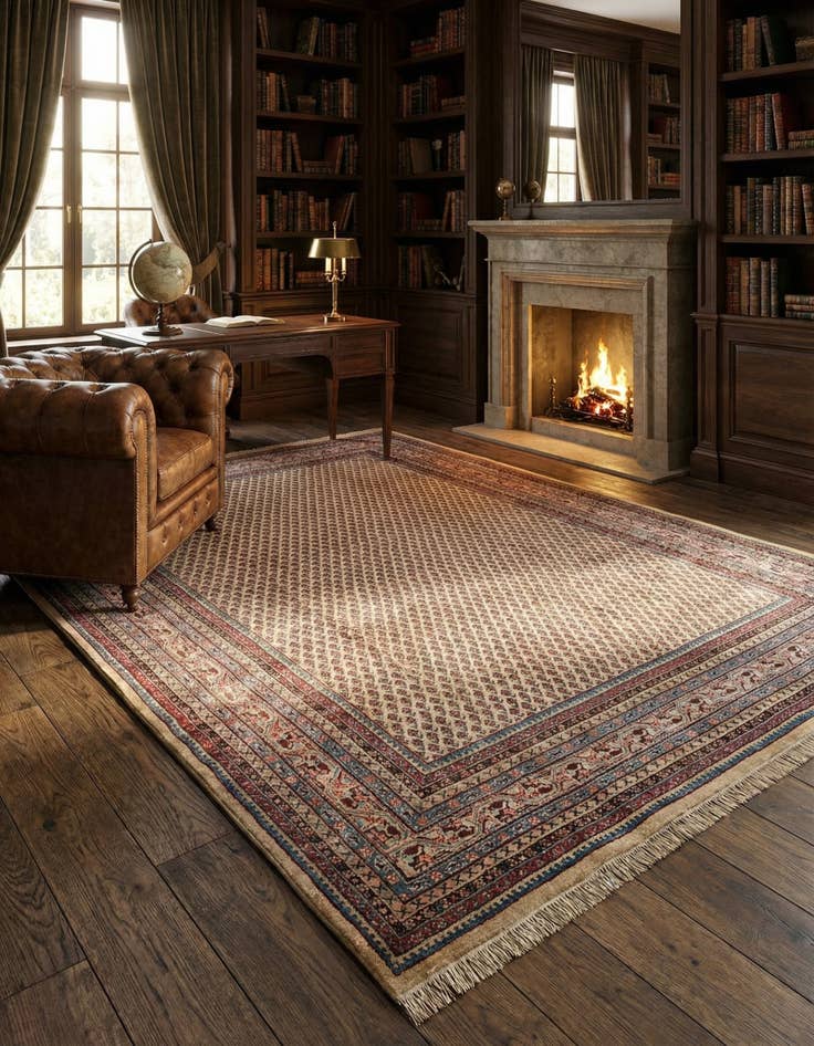 Detail image of 7' 5 x 10' 8  Hand Knotted Mir Wool Rug