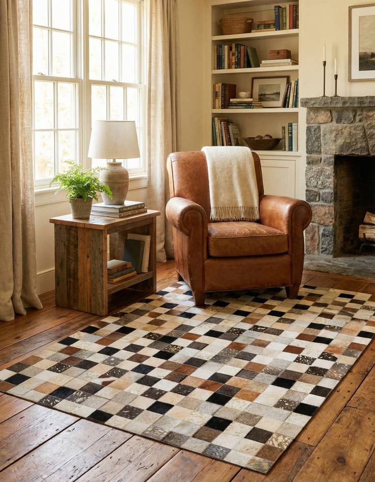 Detail image of 4' 1 x 5' 11 Cowhide - Patchwork Rug