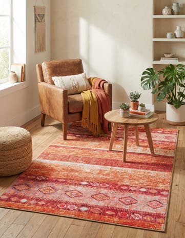 Rust Red Washable Timeless Rug