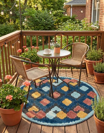 Charcoal Easy-Clean Belize Indoor / Outdoor Round Rug