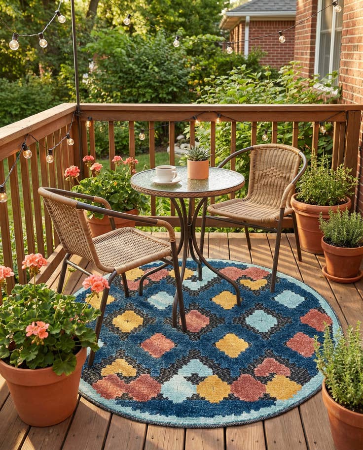 Detail image of 3' 3 x 3' 3 Easy-Clean Belize Indoor / Outdoor Round Rug