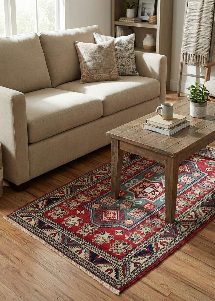 2' 11 x 5' 2 Hand Knotted Kazak Oriental Wool Rug