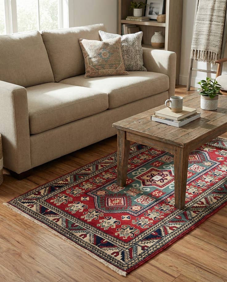 Detail image of 2' 11 x 5' 2 Hand Knotted Kazak Oriental Wool Rug