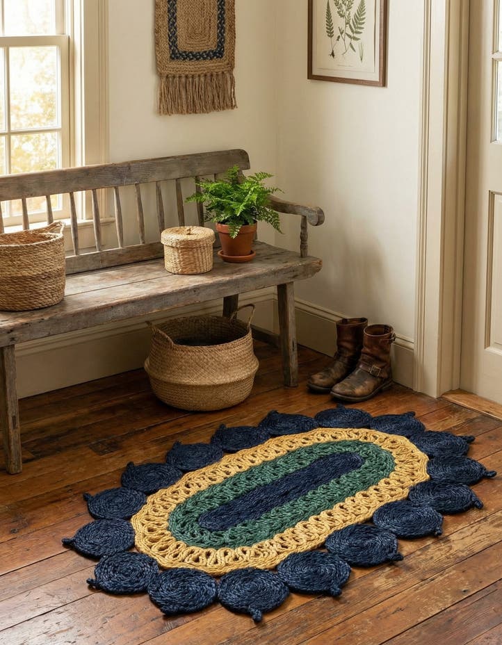 2' x 3' 1 Handmade Braided Jute Oval Rug