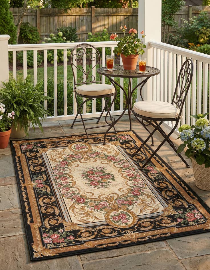 Detail image of 4' x 6'  Washable Traditional Indoor / Outdoor Rug