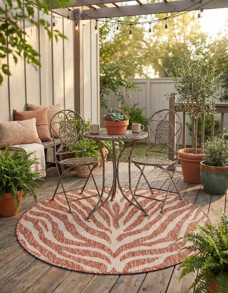 Detail image of 3' x 3'  Washable Safari Indoor / Outdoor Round Rug