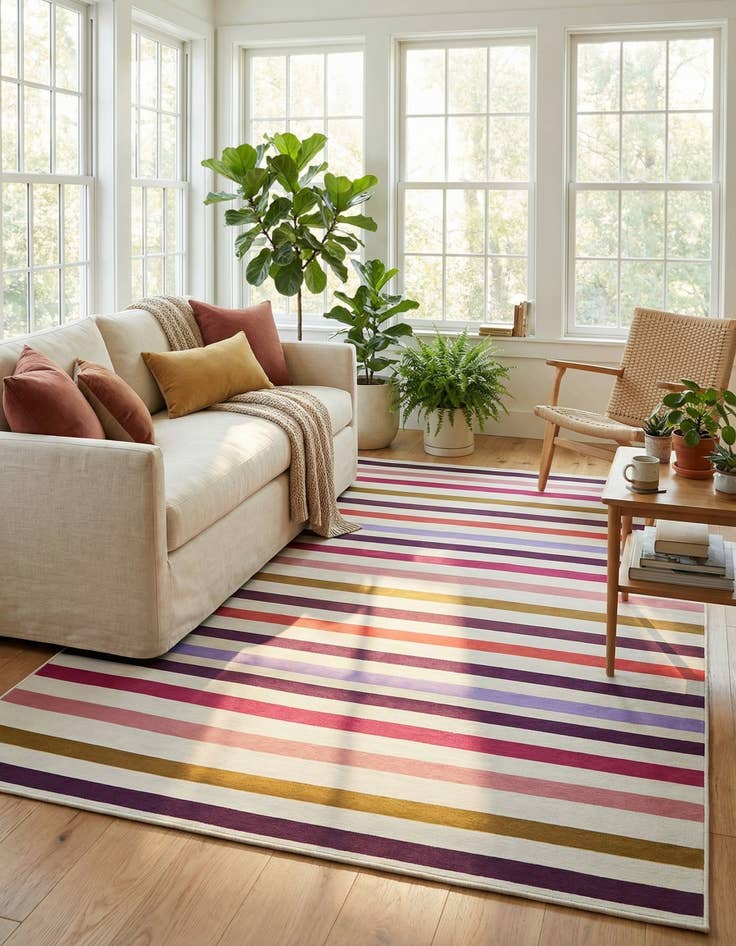 Detail image of 6' x 9'  Washable Striped Indoor / Outdoor Rug