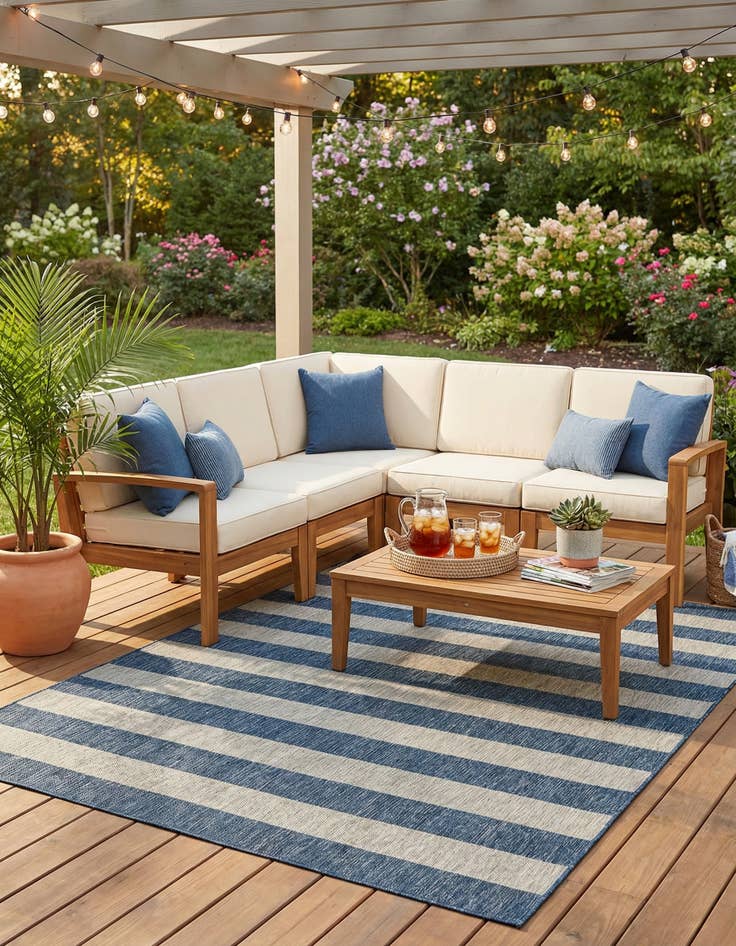 Detail image of 7' x 10' Easy-Clean Ribbon Indoor / Outdoor Rug