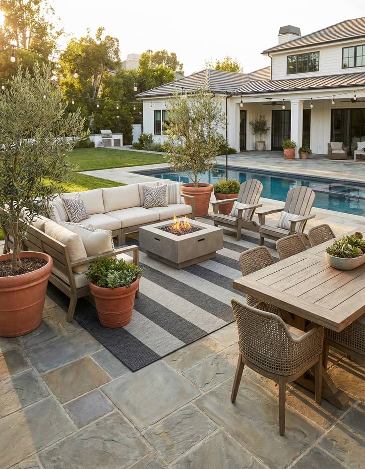 Detail image of 12' x 12' Easy-Clean Striped Indoor / Outdoor Square Rug