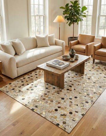 5' x 8' Cowhide Leather Rug