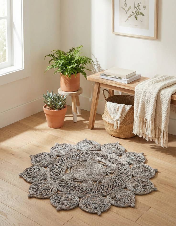 Detail image of  2' x 2'  Hand Braided Jute Round Rug