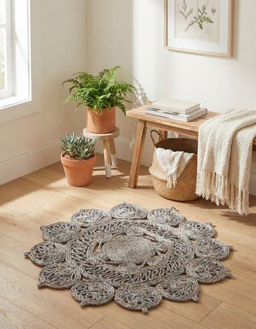 2' x 2' Handmade Braided Jute Round Rug