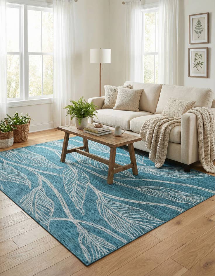 Detail image of 7' 10 x 11' Easy-Clean Botanical Indoor / Outdoor Rug