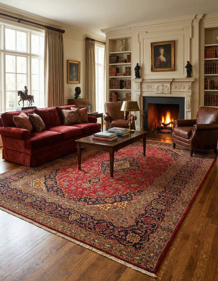 Detail image of 7' 10 x 11' 7 Kashan Wool Rug