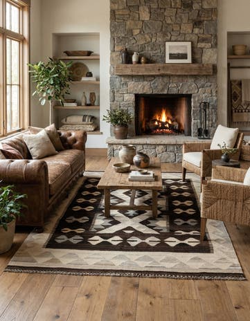 4' 11 x 6' 4 Hand Woven Kilim Maymana Wool Rug