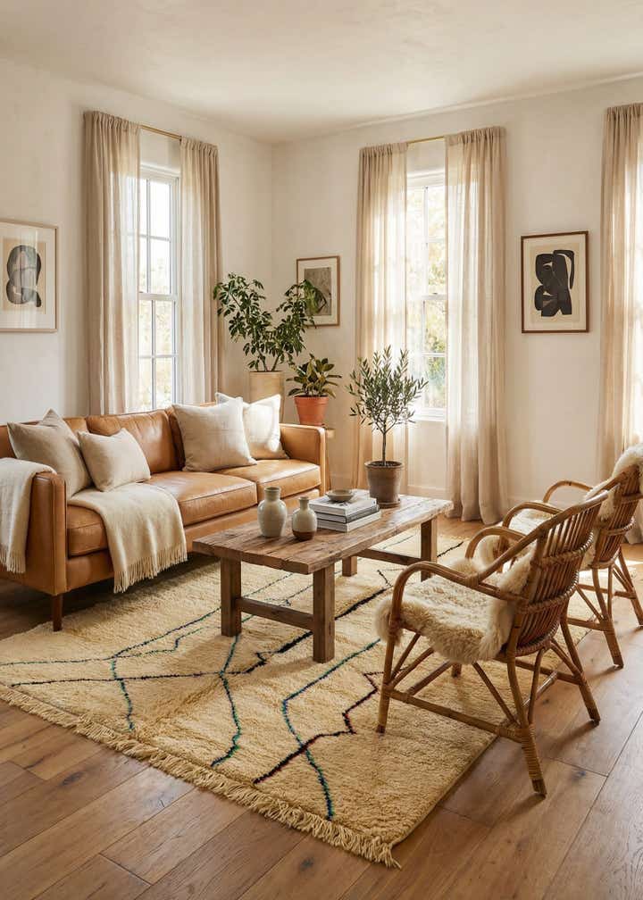 6' 8 x 9' 7 Hand Knotted Moroccan Wool Rug