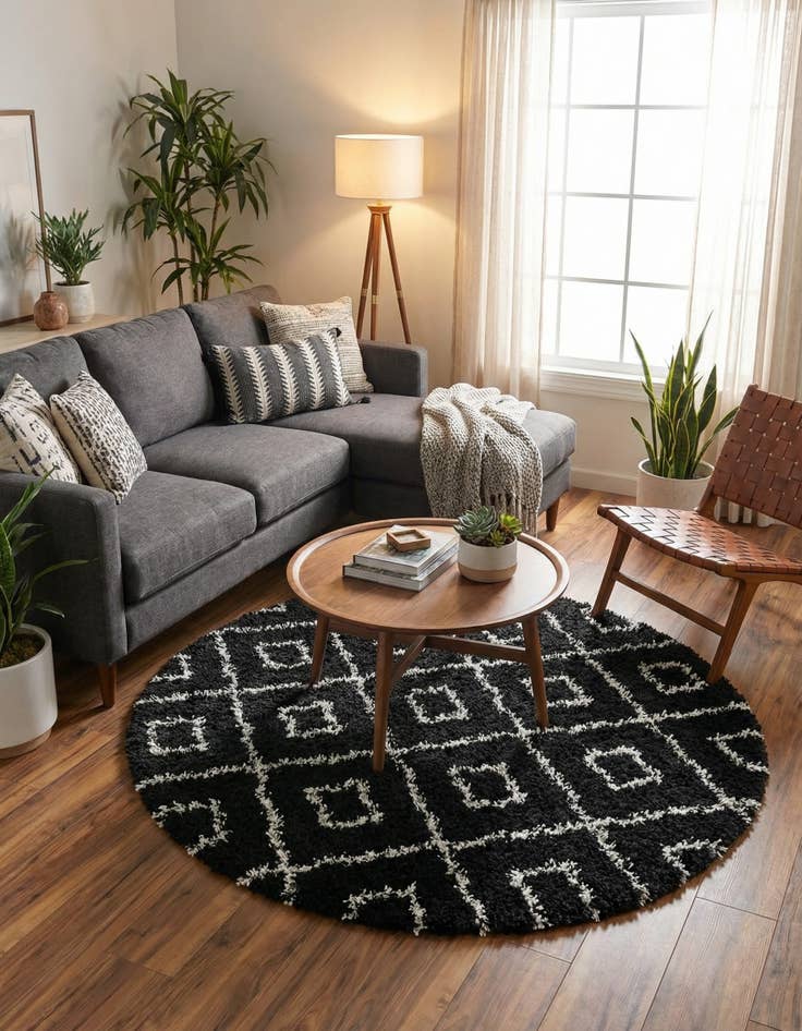 Detail image of  3' 3 x 3' 3 Lattice Shag Round Rug