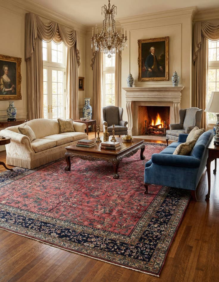 Detail image of 16' 7 x 26' 7  Hand Knotted Sarough Persian Wool Rug