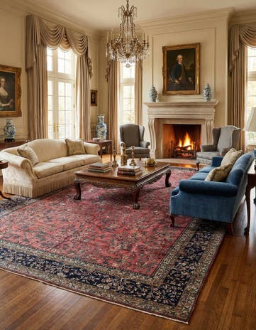 16' 7 x 26' 7 Hand Knotted Sarough Persian Wool Rug