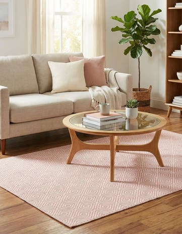 4' 1 x 6' 1 Hand Woven Geo Trellis Flatweave Rug