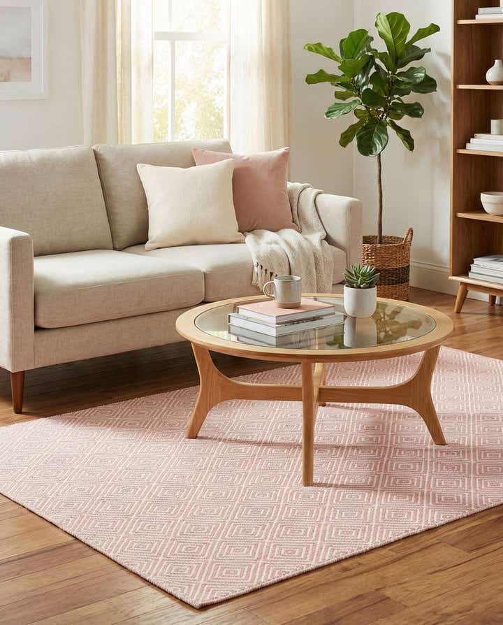 4' 1 x 6' 1 Hand Woven Geo Trellis Flatweave Rug