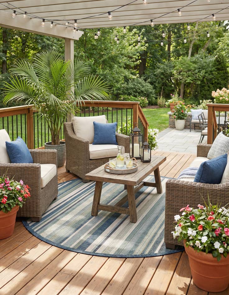 Detail image of 6' x 6' Easy-Clean Baja Indoor / Outdoor Round Rug