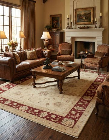 7' 2 x 9' 8 Hand Knotted Peshawar Ziegler Rug