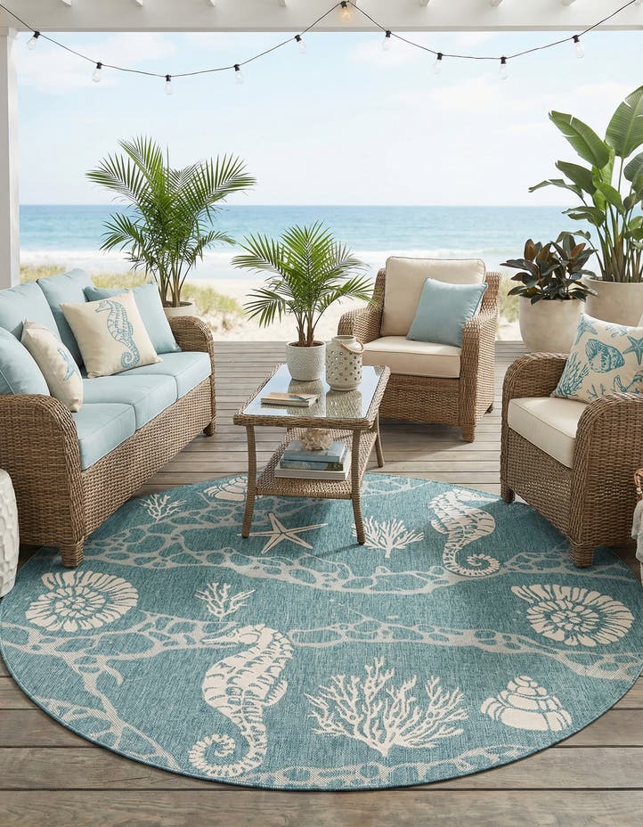 7' 10 x 7' 10 Easy-Clean Coastal Indoor / Outdoo...